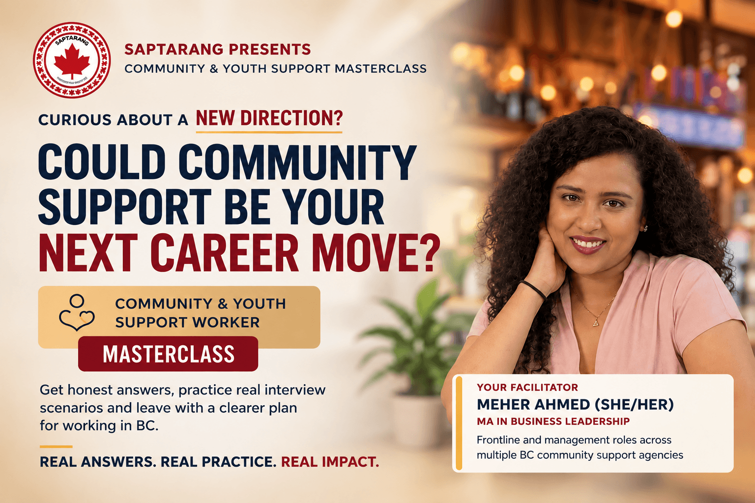 Community and Youth Support Worker Masterclass event flyer